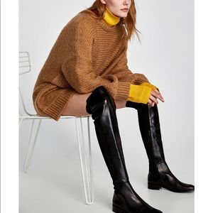Flat leather over the knee boots